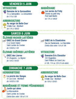 Programme des fermes ouvertes du 5 au 7 juin